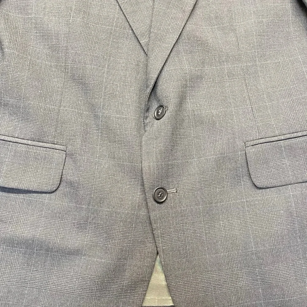 Hill & Archer Blazer Mens 44R Glen Plaid Two Button Gray Check Jacket